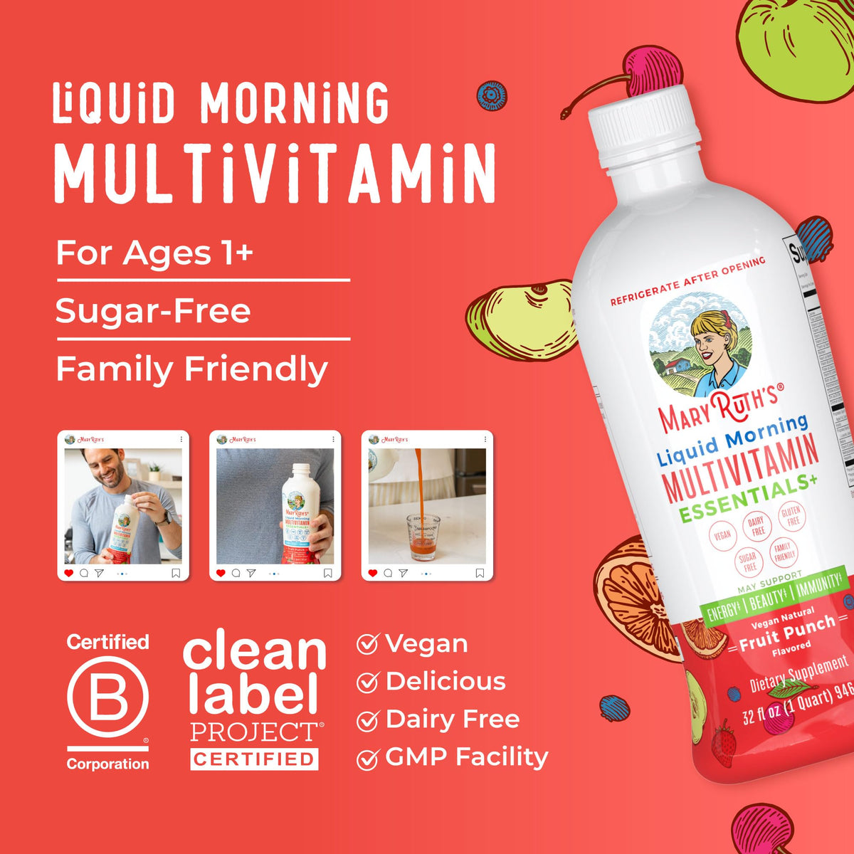 Détail de la texture liquide du MARYRUTH'S Multivitamine Liquide Matinal