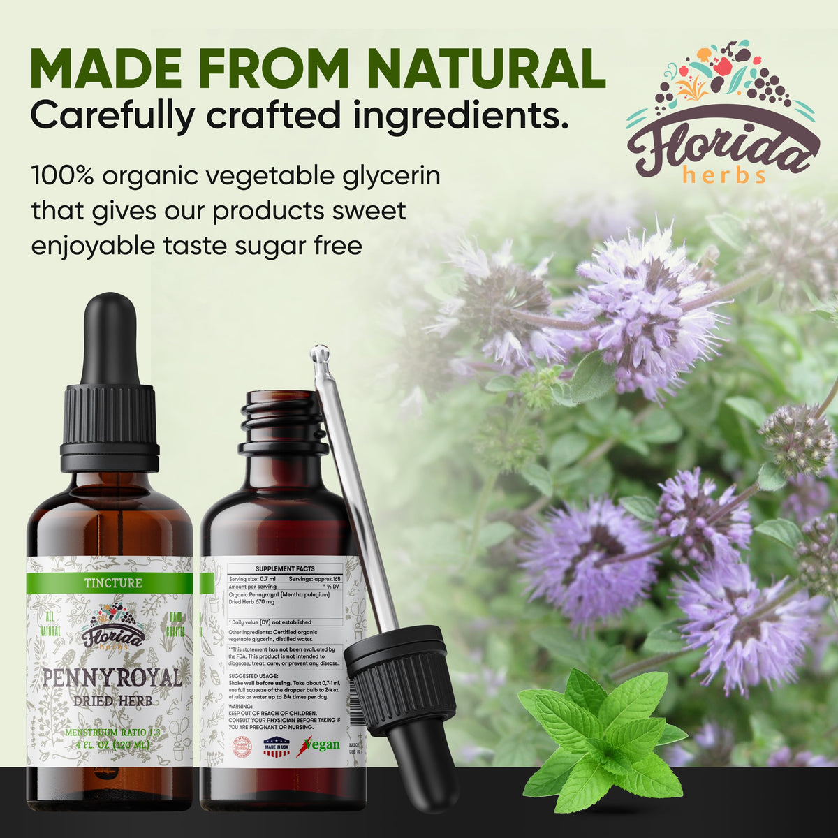 Détail de la Tincture de Pennyroyal Bio FLORIDA HERBS