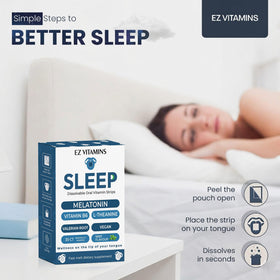 Détail des bandes de sommeil EZ VITAMINS sur fond blanc