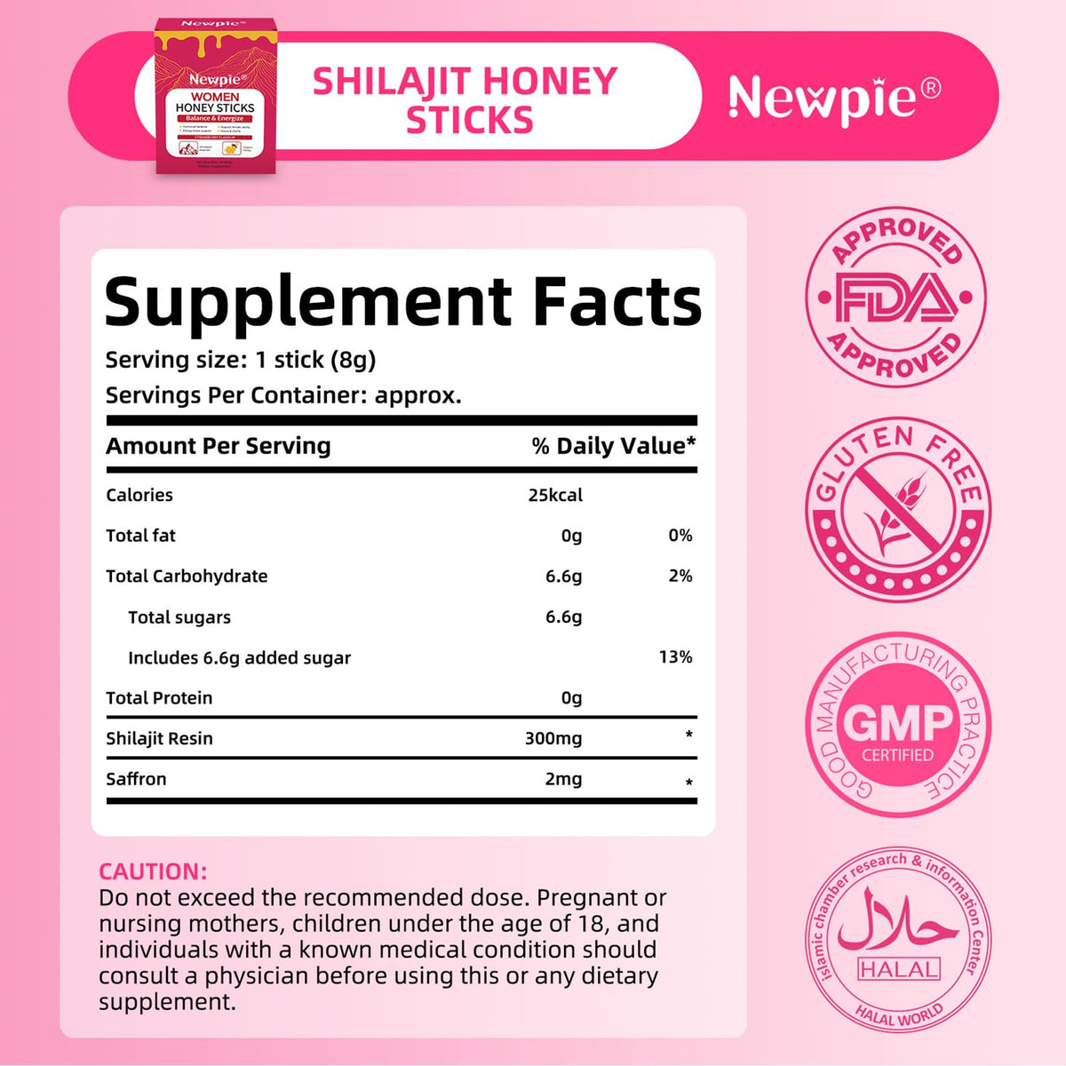Détail des bâtonnets de miel Shilajit avec étiquette