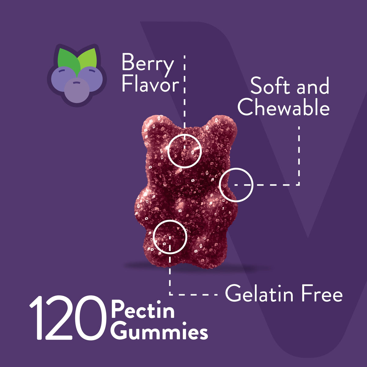 Détail des bonbons Viteey Melatonine 10mg avec saveur de baies