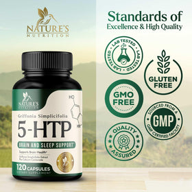 Détail des capsules 5-HTP Nature's Nutrition dans le flacon
