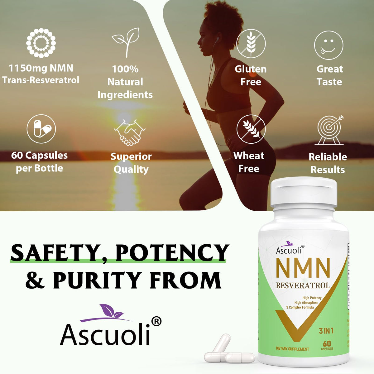 Détail des capsules Ascuoli NMN Resveratrol