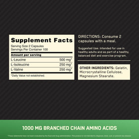 Détail des capsules BCAA Optimum Nutrition 1000mg