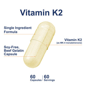 Détail des capsules Carlson Vitamin K2 MK-4