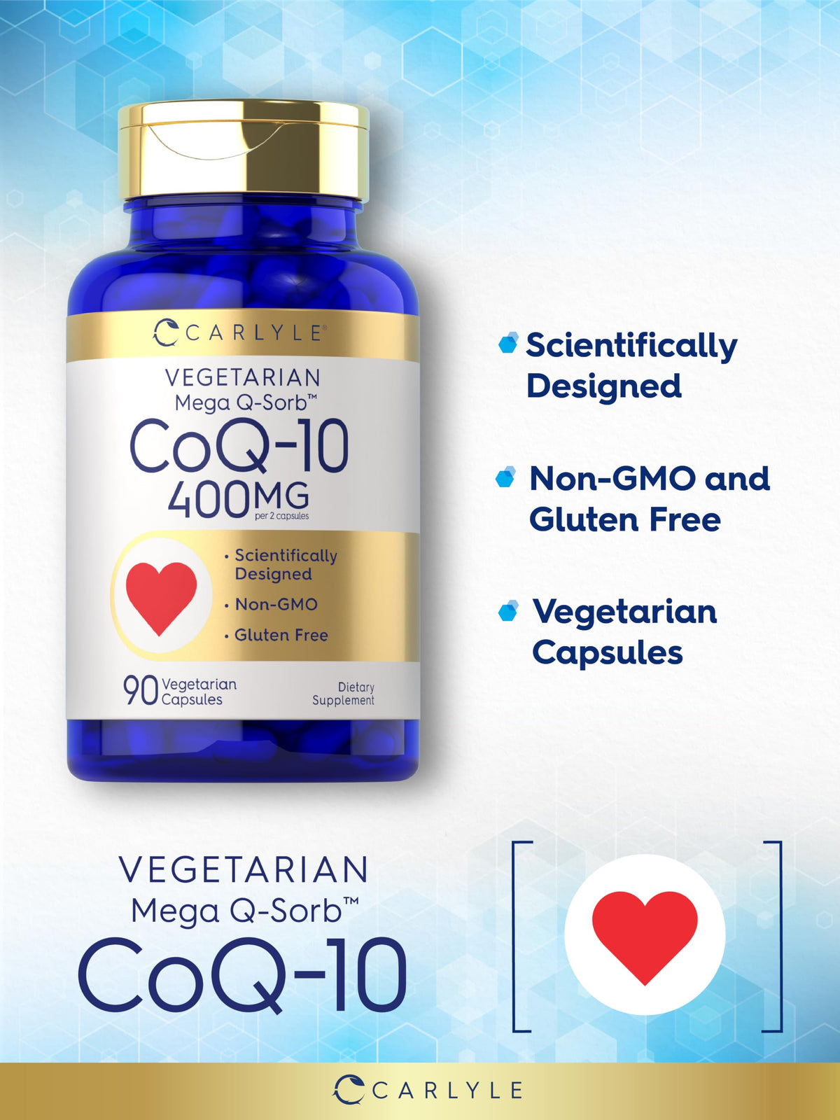 Détail des capsules Carlyle CoQ10 400mg dans la main