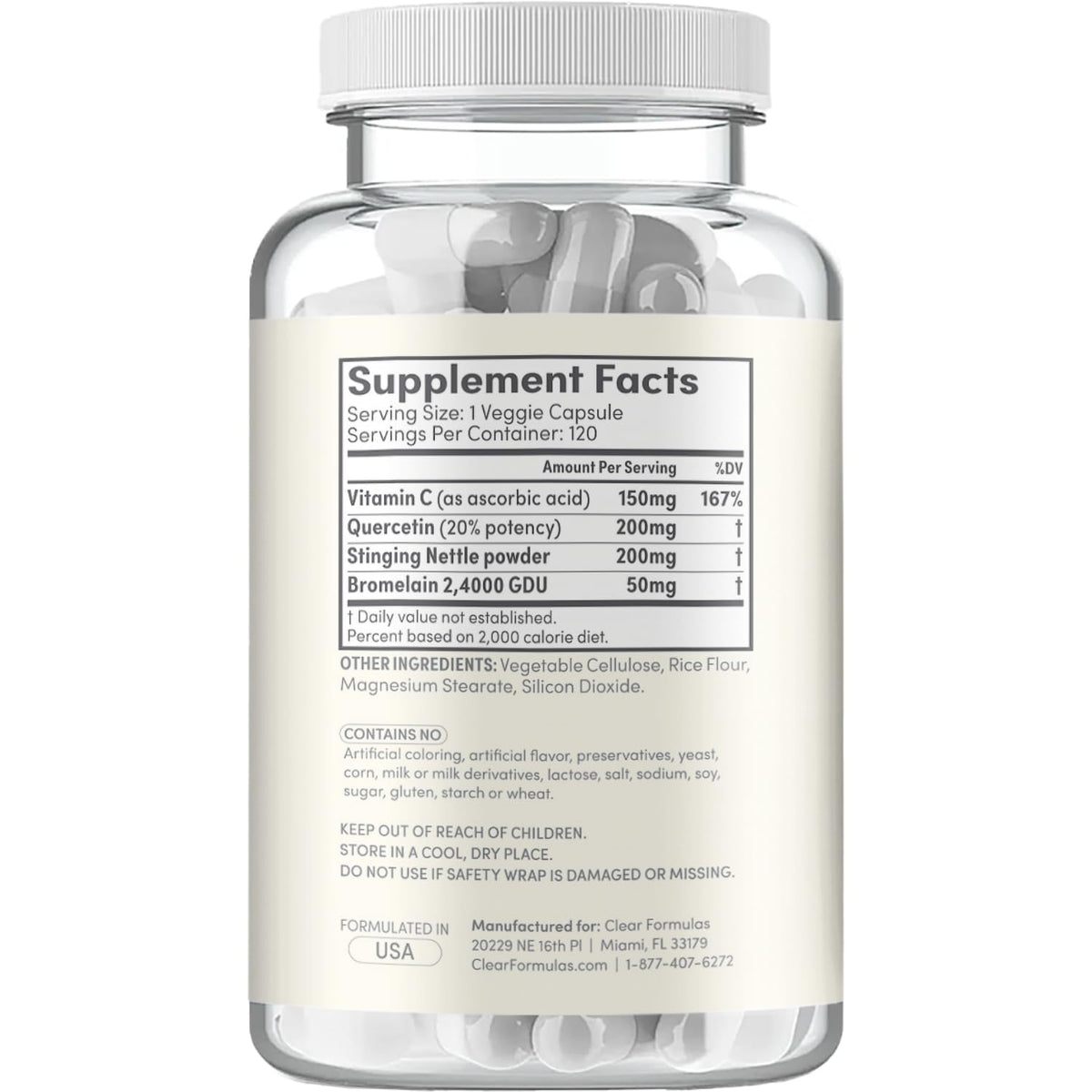 Détail des capsules Clear Formulas Histamine Guard