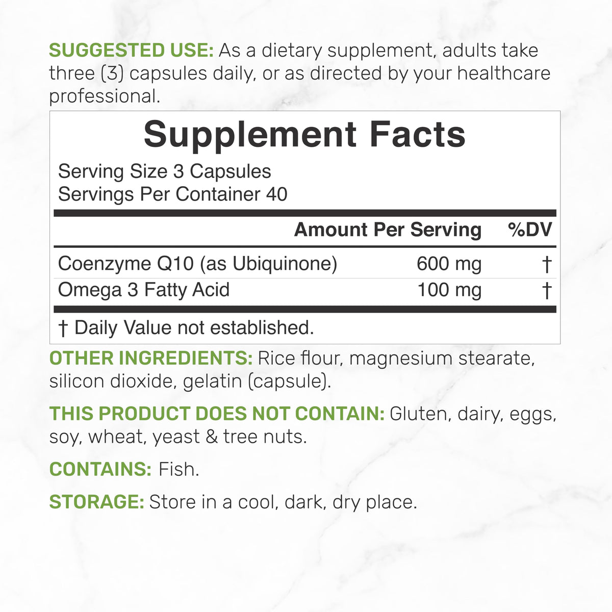 Détail des capsules CoQ10 600mg face avant