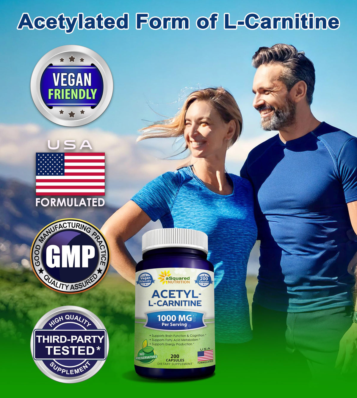 Détail des capsules d'Acétyl L-Carnitine aSquared Nutrition