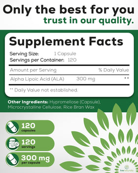 Détail des capsules d'acide alpha-lipoïque 300mg