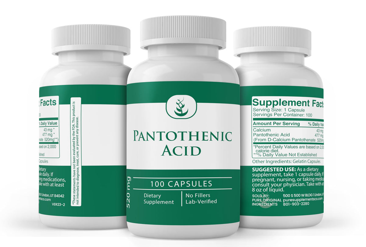 Détail des capsules d'Acide Pantothénique montrant leur taille