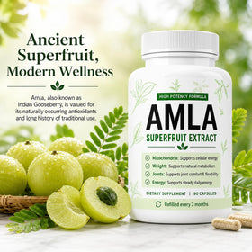 Détail des capsules d'Amla bio avec étiquette linnavarv
