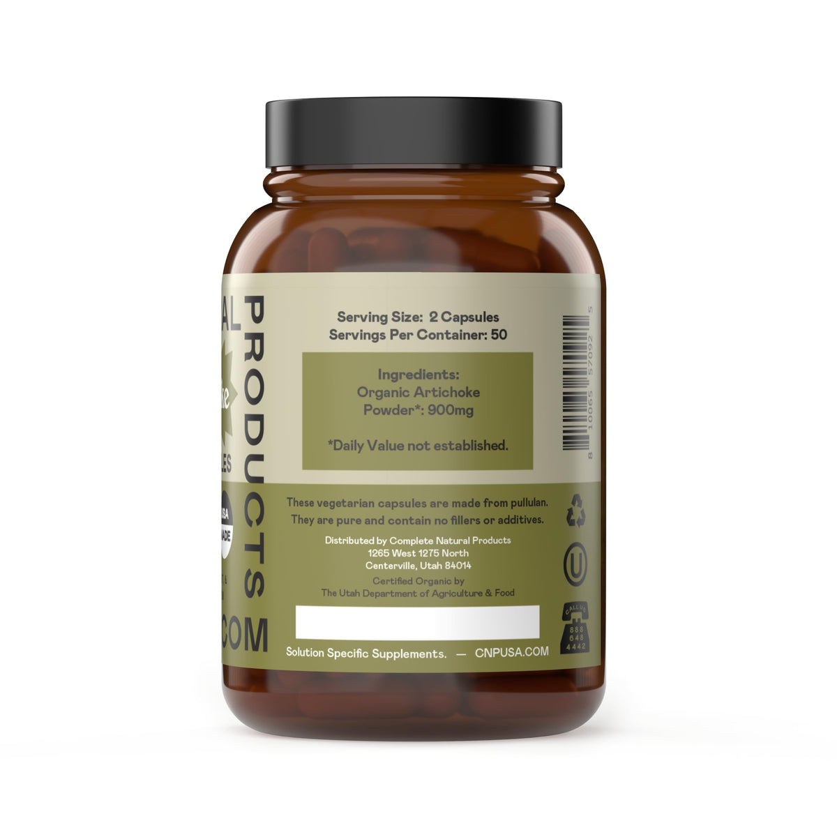 Détail des capsules d'artichaut bio 450mg, côté