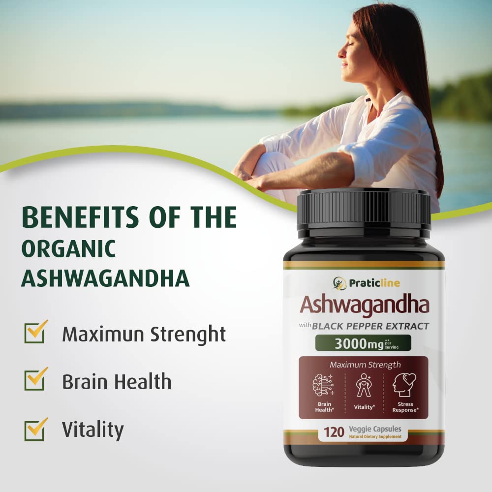 Détail des capsules d'Ashwagandha PRATIC LINE sur fond blanc