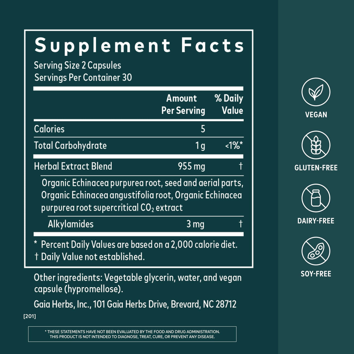 Détail des capsules d'Echinacea Gaia Herbs
