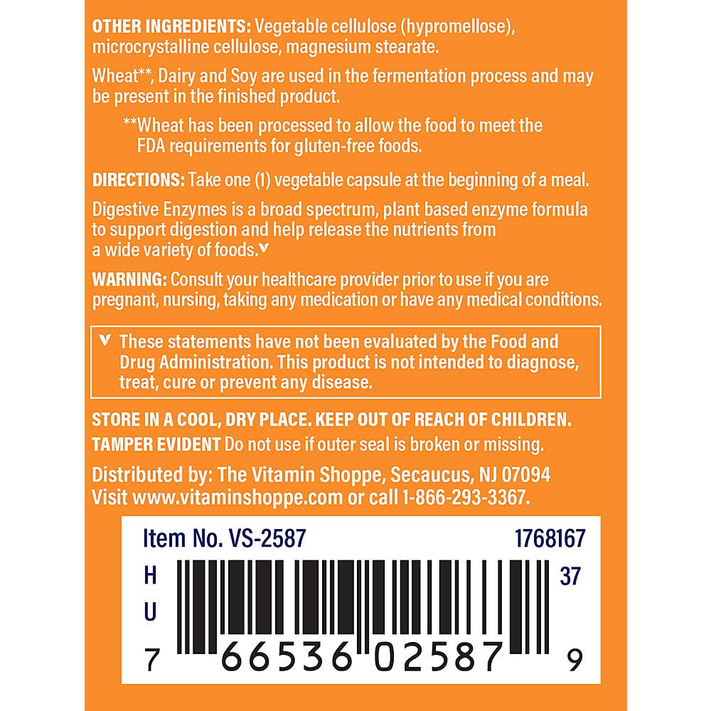 Détail des capsules d'enzymes daily végétales The Vitamin Shoppe