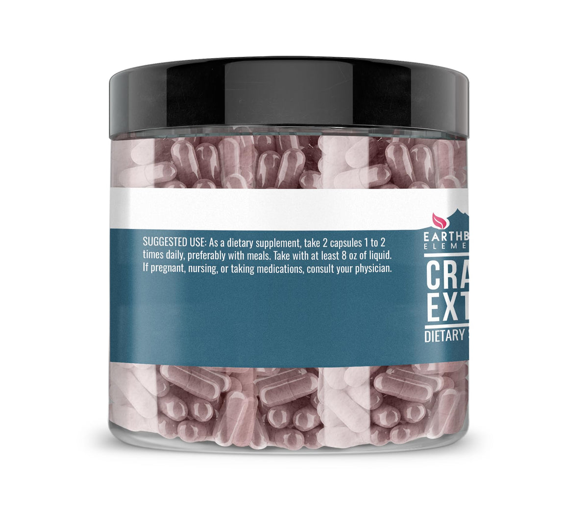 Détail des capsules d'extrait de canneberge Earthborn Elements