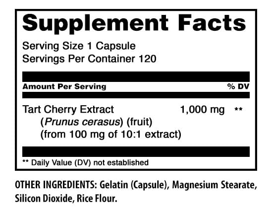 Détail des capsules d'extrait de cerise acide Amazing Nutrition