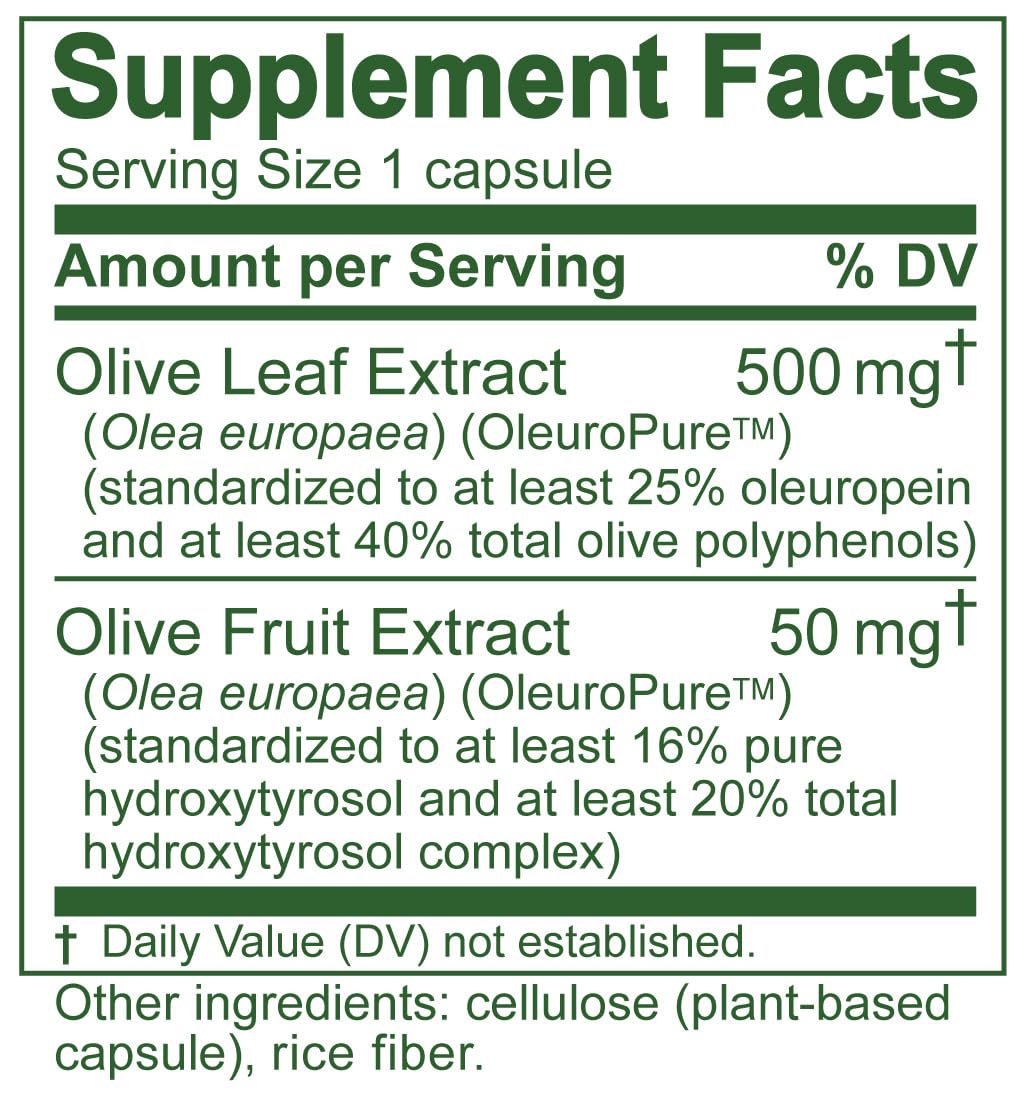 Détail des capsules d'Extrait de Feuille d'Olivier Island Nutrition