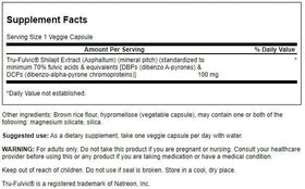 Détail des capsules d'extrait de Shilajit Swanson