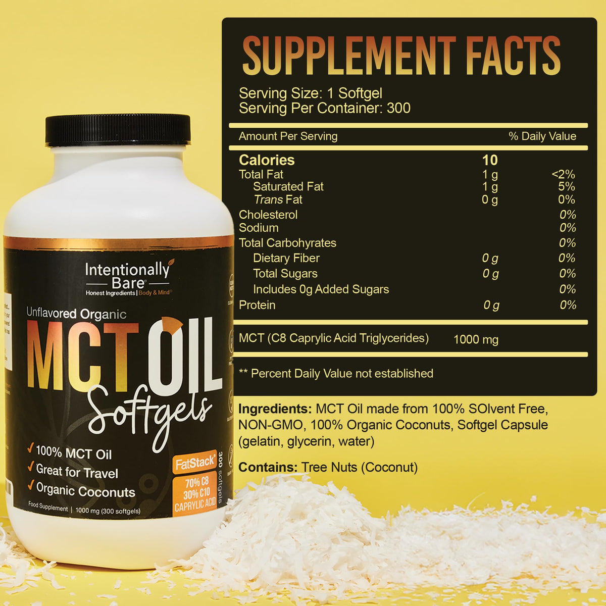 Détail des Capsules d'Huile MCT Bio Intentionally Bare