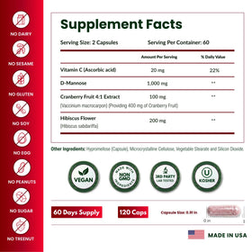 Détail des capsules D-Mannose 1000mg de ForestLeaf