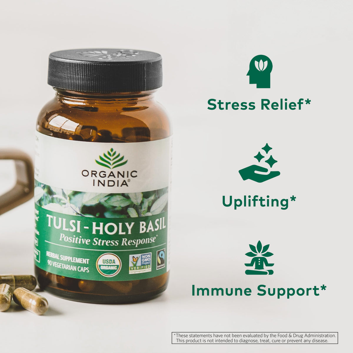 Détail des capsules de Basilic Sacré Bio ORGANIC INDIA