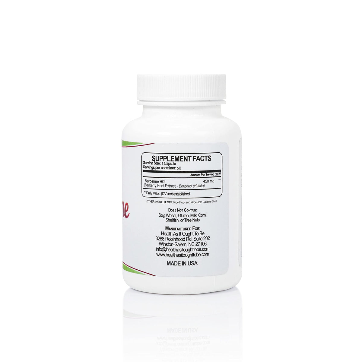 Détail des capsules de Berbérine 450mg sur fond blanc