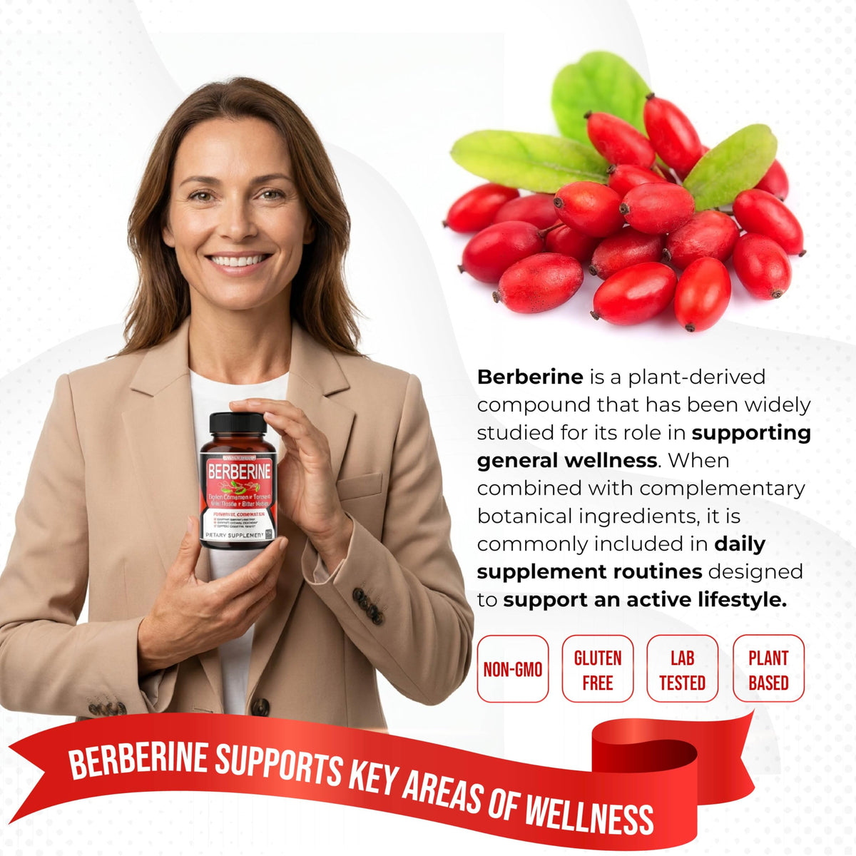 Détail des capsules de berbérine AUMETO sur fond blanc