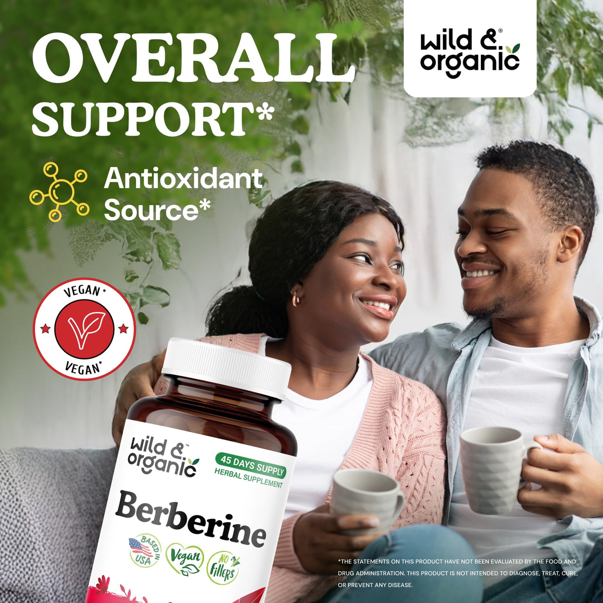Détail des capsules de berbérine Wild & Organic sur fond blanc