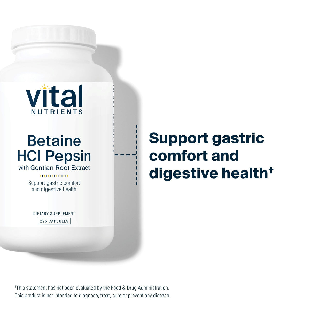Détail des capsules de Betaine HCL Pepsin, format et taille