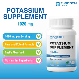 Détail des capsules de bicarbonate de potassium P Puregen Labs