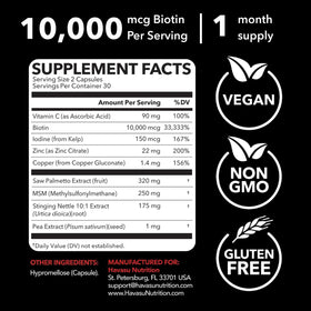 Détail des capsules de bloqueur de DHT HAVASU NUTRITION