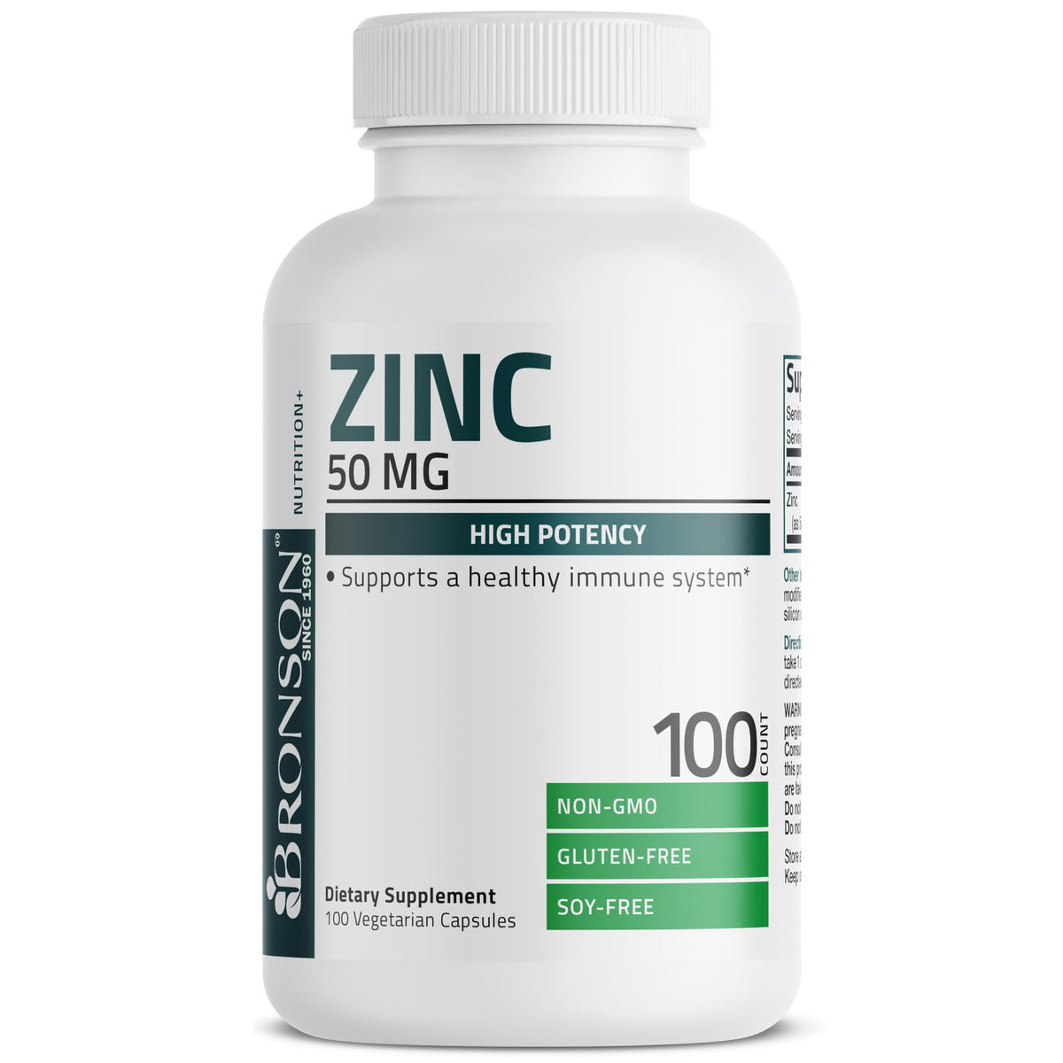 Détail des capsules de Bronson Zinc Complex 50 mg