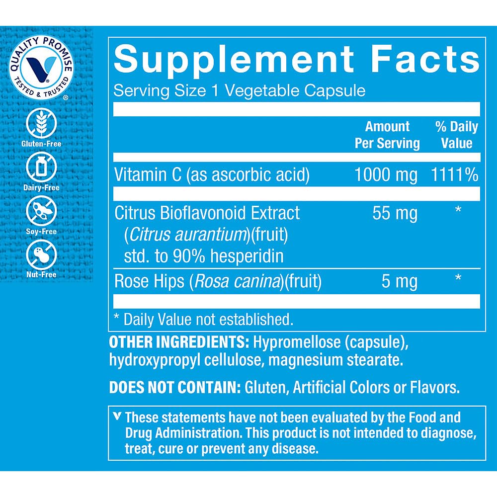 Détail des capsules de C-1000 Complex, 1 000 mg de vitamine C