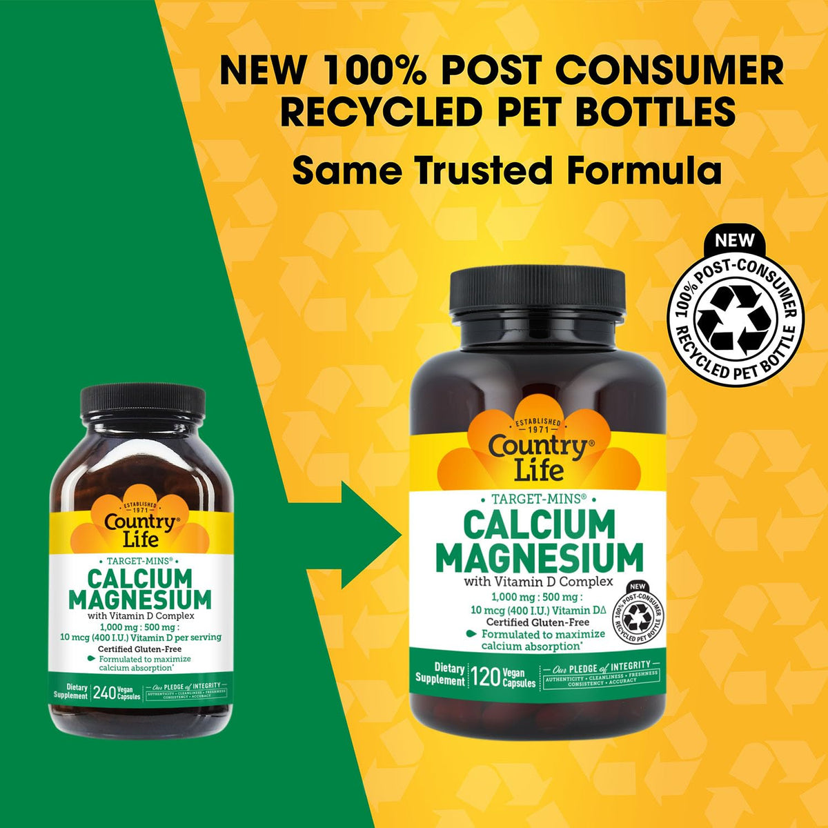 Détail des capsules de Calcium Magnésium avec Vitamine D Country Life