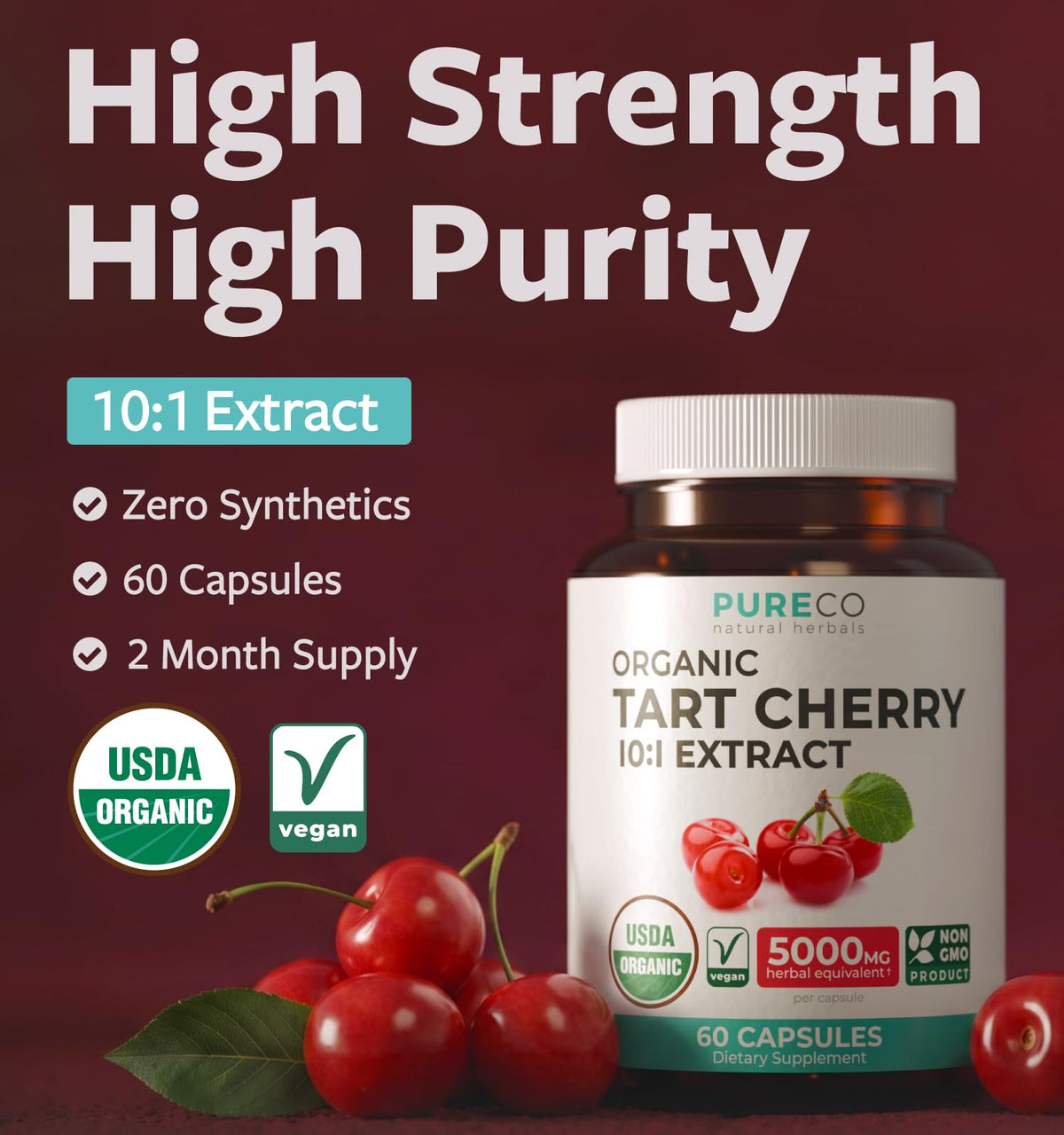 Détail des capsules de cerise acide bio PURE CO