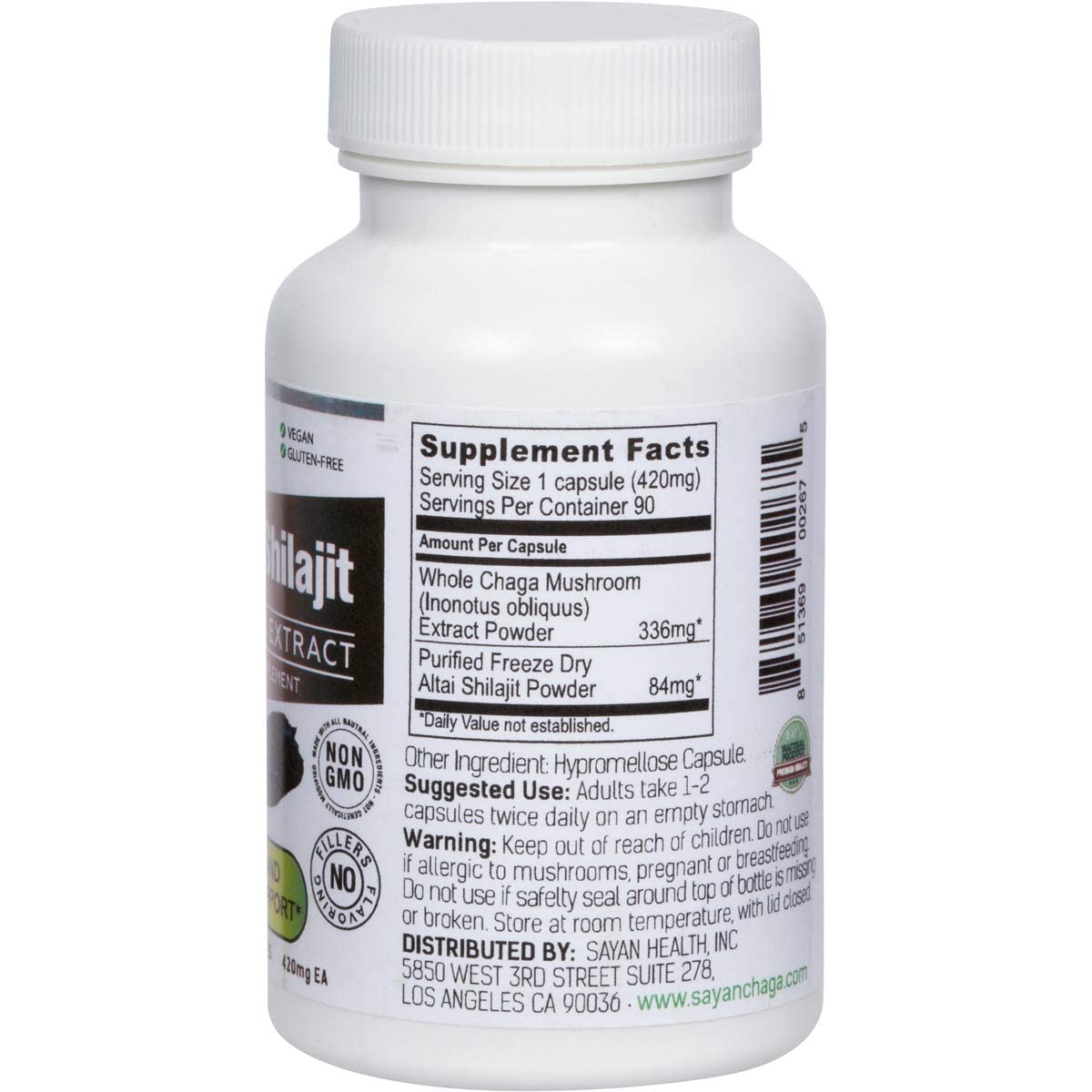 Détail des capsules de champignon Chaga Sayan