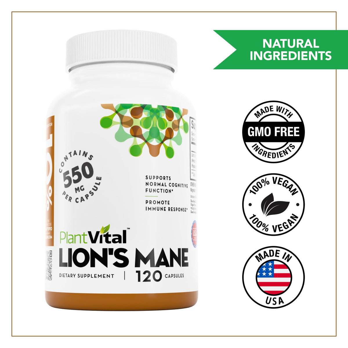 Détail des capsules de Champignon Lion Plantvital, couleur blanche