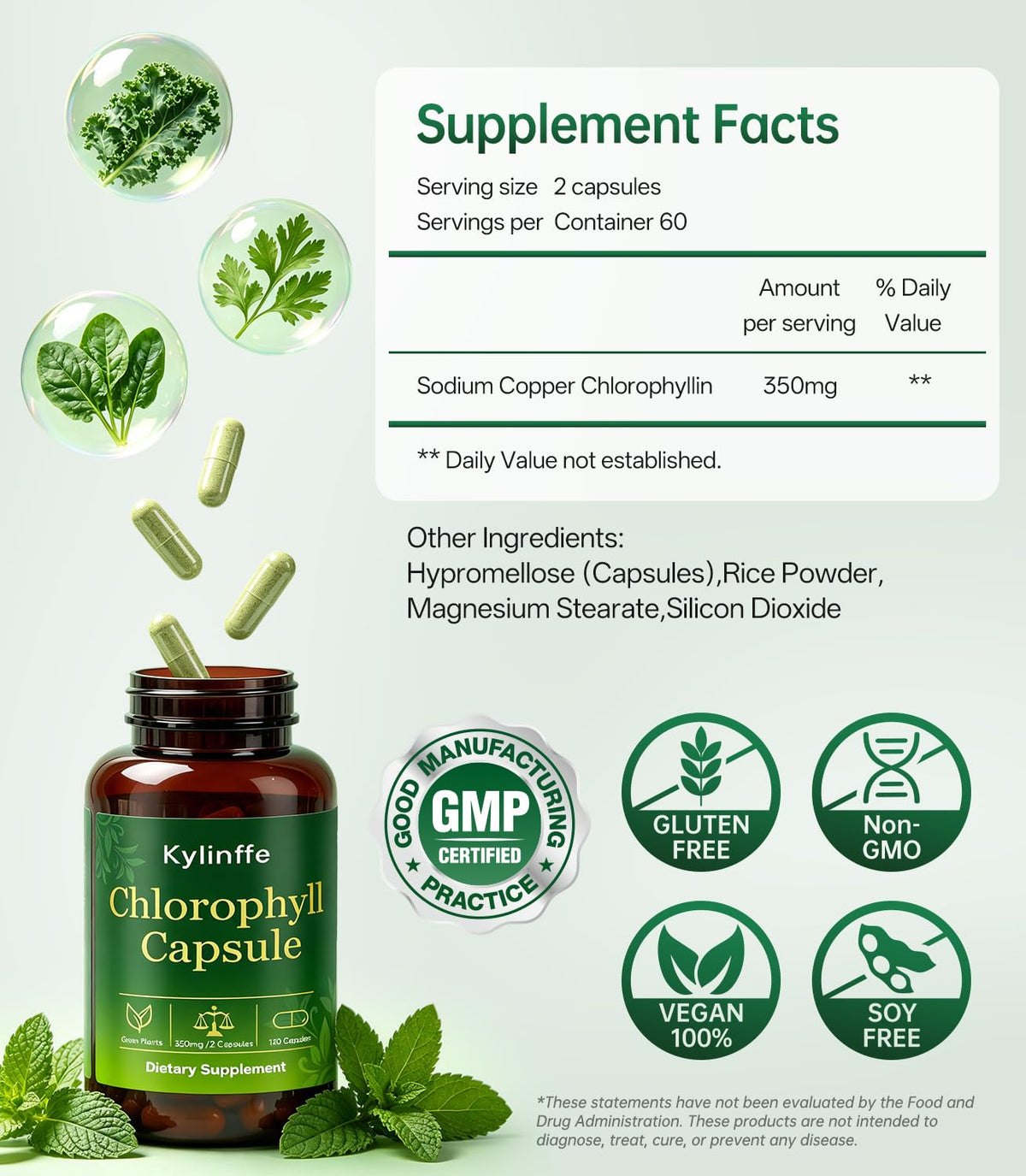 Détail des capsules de chlorophylle Oopeatol avec étiquette