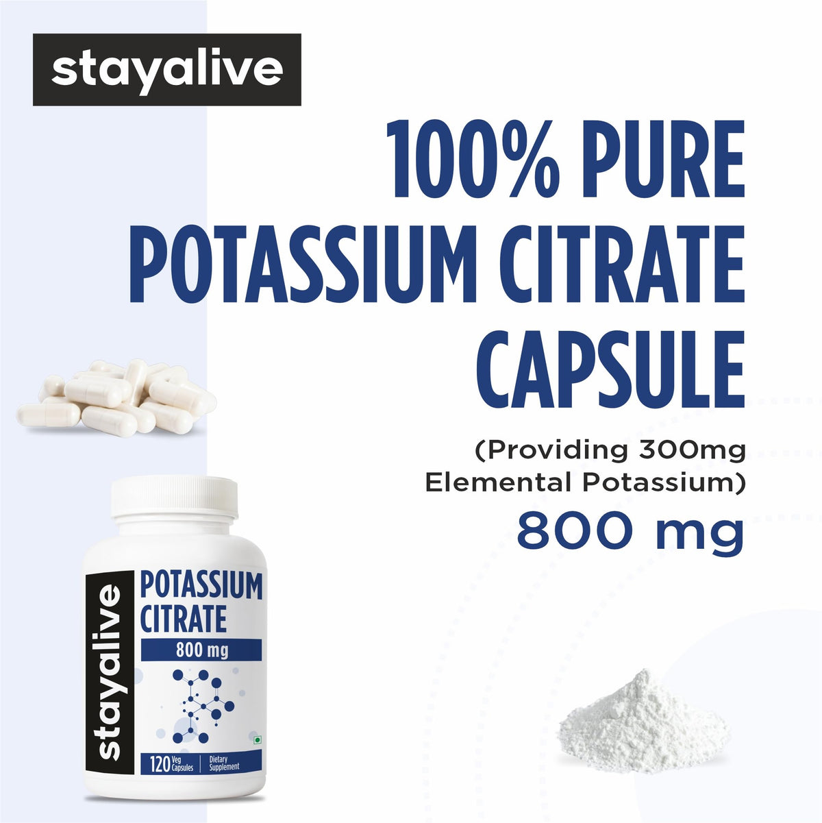 Détail des capsules de citrate de potassium STAYALIVE