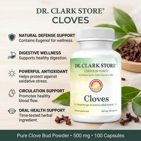 Détail des capsules de clous de girofle Dr Clark Store