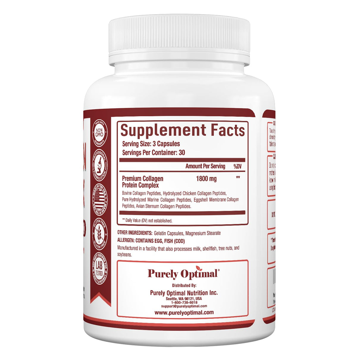 Détail des capsules de collagène Purely Optimal dans un bol