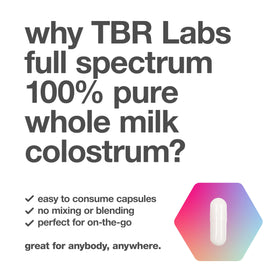Détail des capsules de colostrum bovin TBR Labs