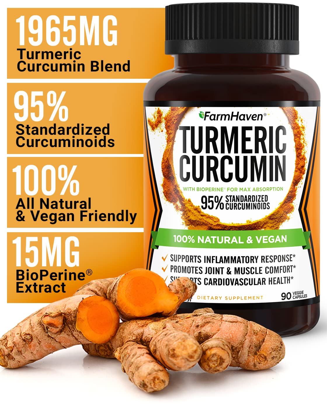 Détail des capsules de curcuma FarmHaven