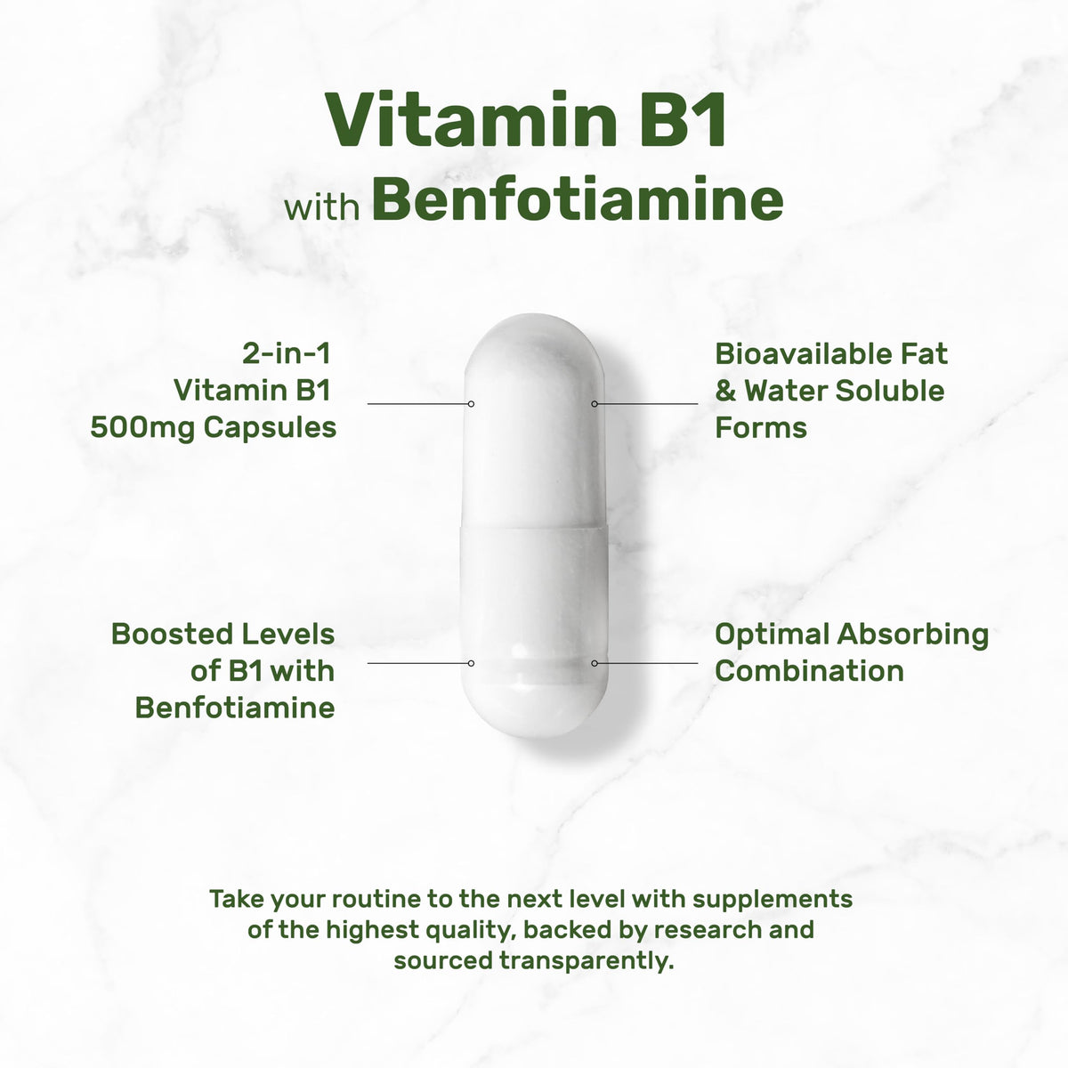 Détail des capsules de Deal Supplement B1 500mg