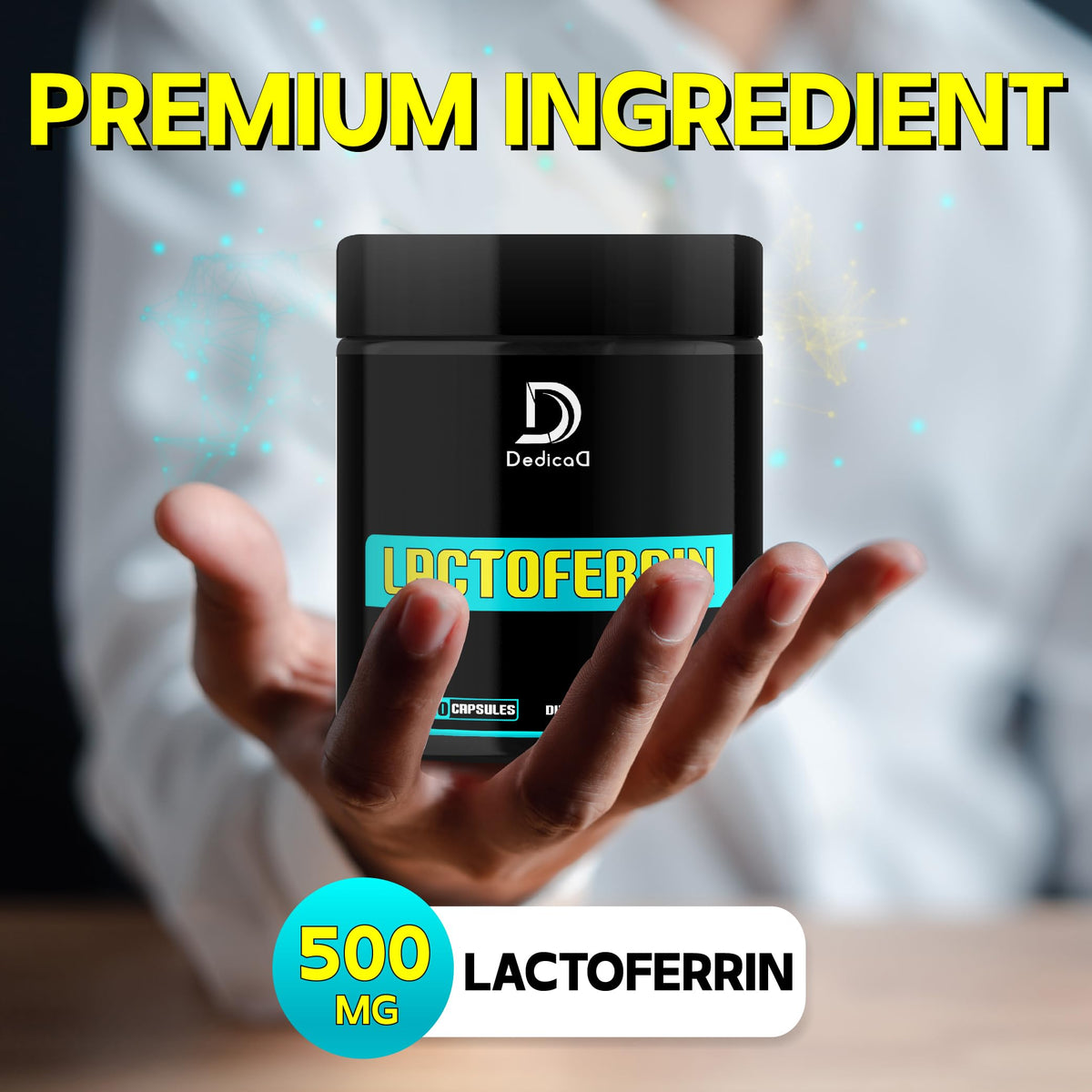 Détail des capsules de DEDICAD Lactoferrine 500Mg