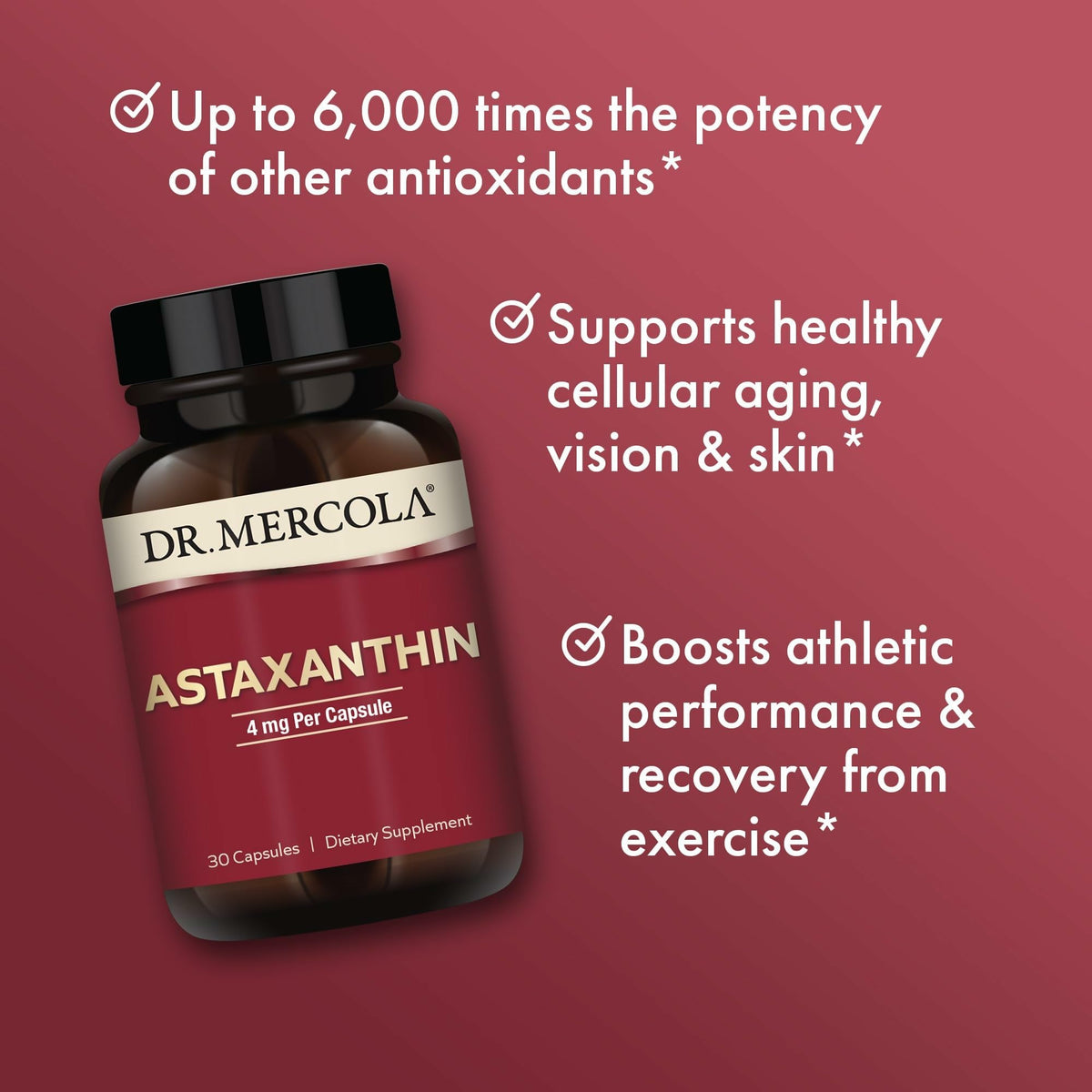 Détail des capsules de Dr. Mercola Astaxanthin