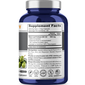 Détail des capsules de feuille d'olive NusaPure 500mg