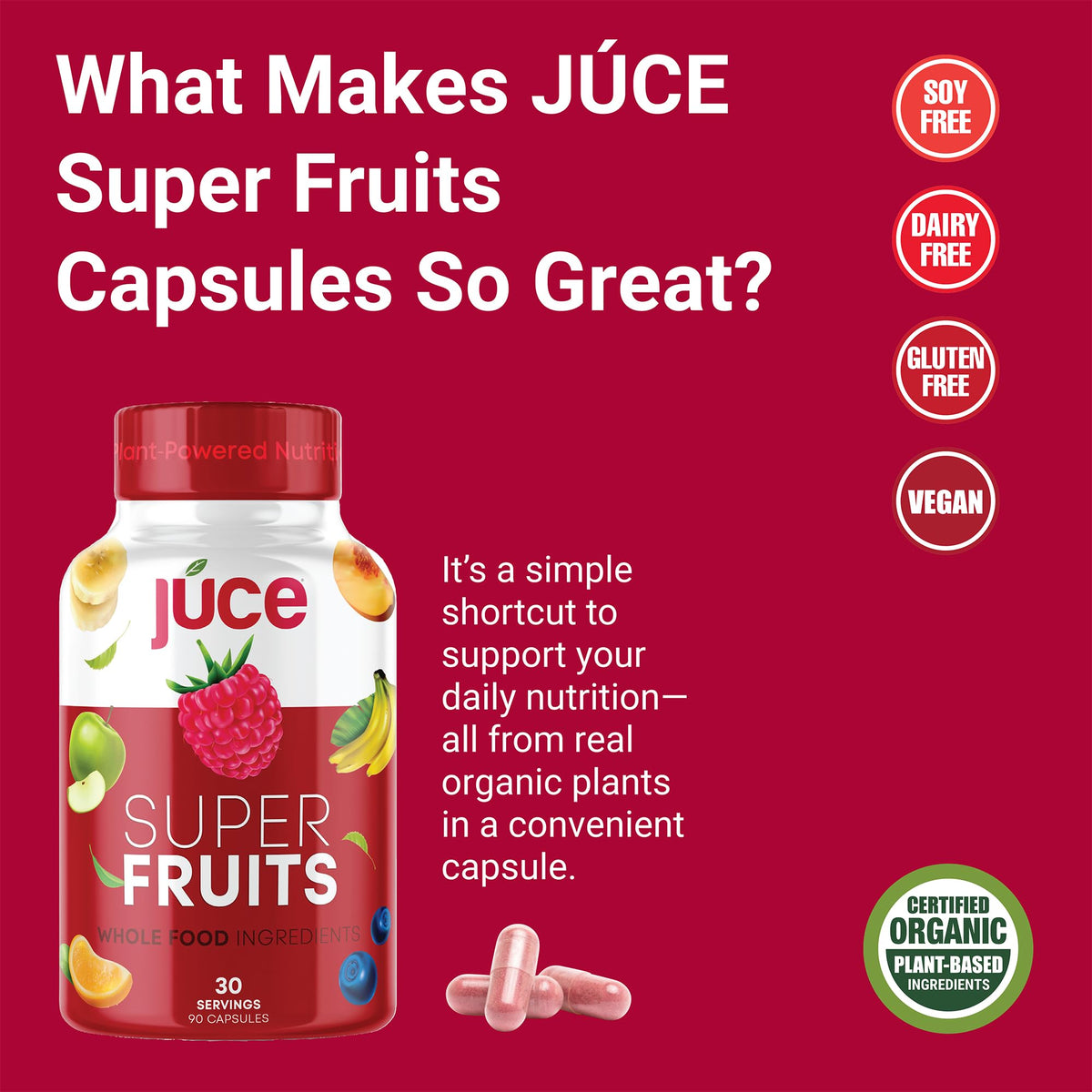 Détail des capsules de fruits bio Terra Kai Organics